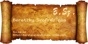 Beretzky Szofrónia névjegykártya
